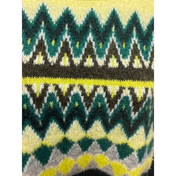 Loft Womens SZ M Soft knit Chevron Stitched Turtleneck Sweater Yellow green - Picture 3 of 5